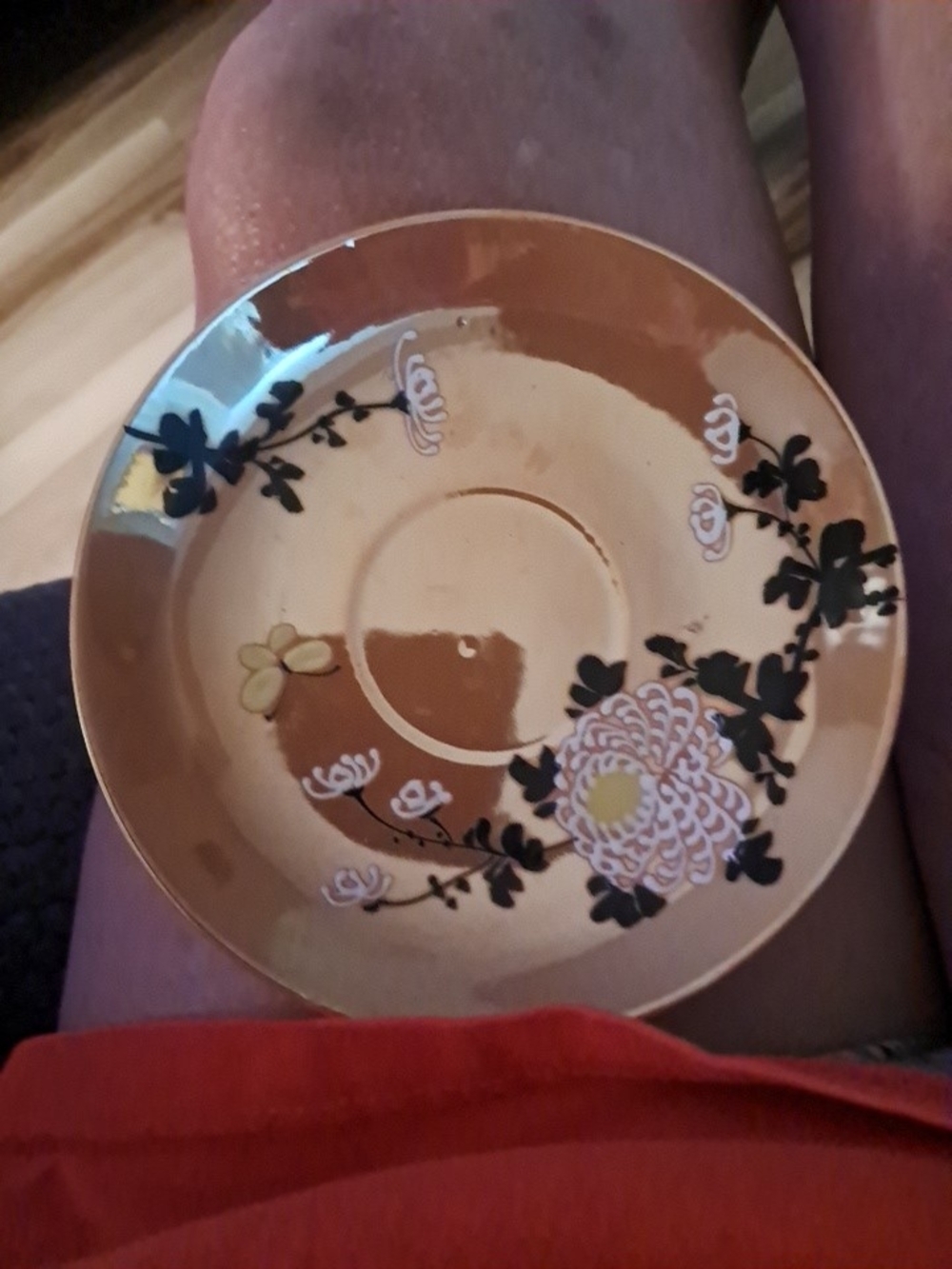 Decorative Peach Floral Porcelain Saucer
